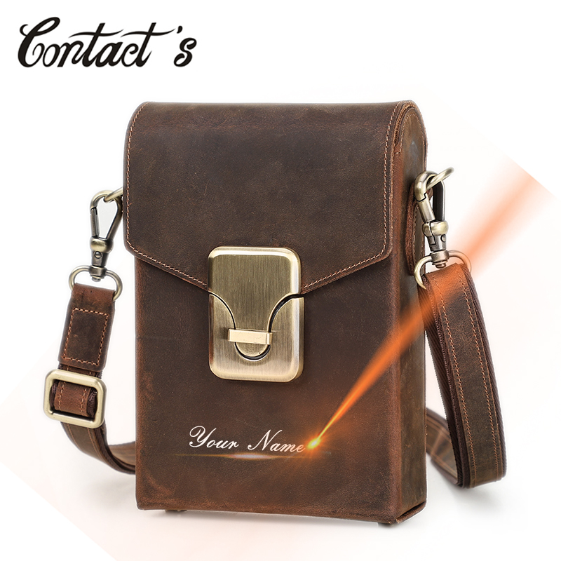 Luxury Bags Brand Names - 男性用レザーショルダーバッグ,クレイジーホースレザーショルダーバッグ,電話ポケット付きメンズハンドバッグ,高級ブランド