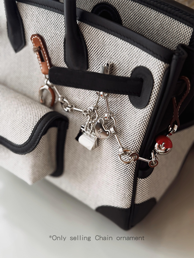 Luxury Bags With Silver Hardware - 高級メタルスプライスカーフスキンバッグチャームシルバーチェーンペンダント、バーキンケリーハンドバッグ装飾用、ファッションバッグアクセサリー