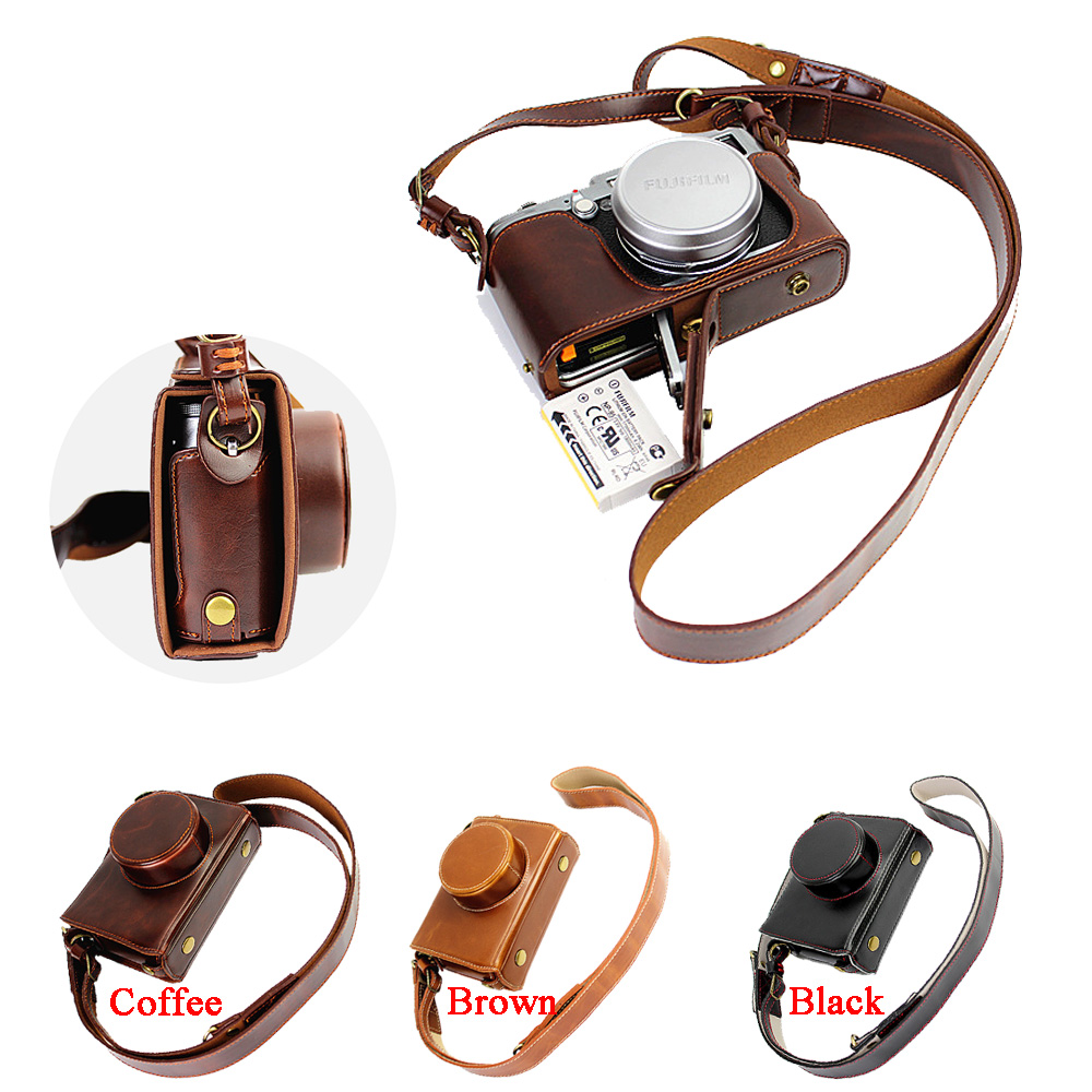 Luxury Bags Video - Fujifilm fuji x100 x100s x100t用デラックスビデオカメラバッグ,オープンバッテリーストラップ付きpuレザーカメラバッグ