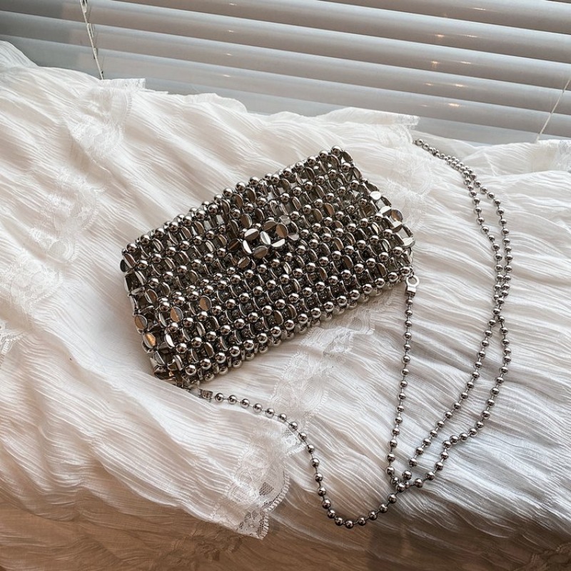Luxury Bags In Sale - PU 高級感 ソリッドカラー イブニングバッグ 透かし彫り 気品