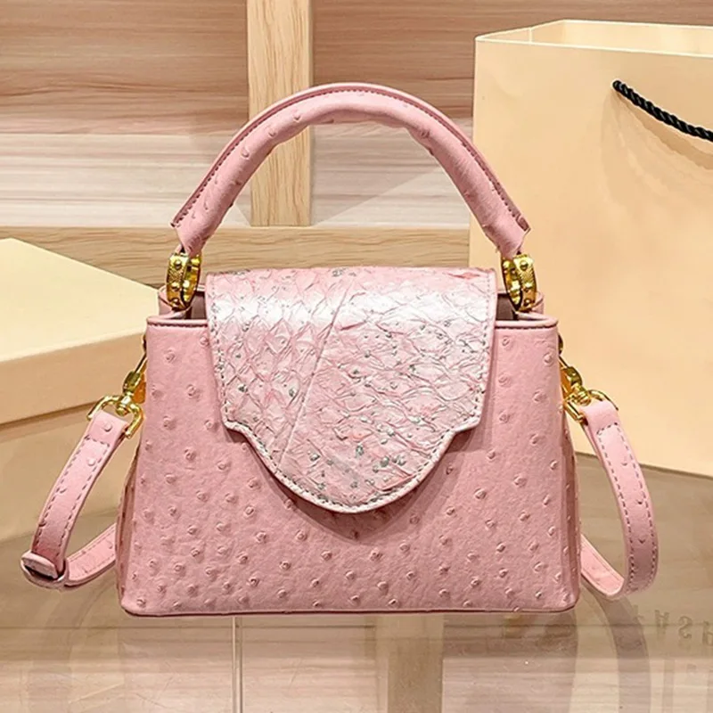 HXia 高級スクエア型レディースバッグ オーストリッチプリ - Luxury Bags In Sale のレビューと価格
