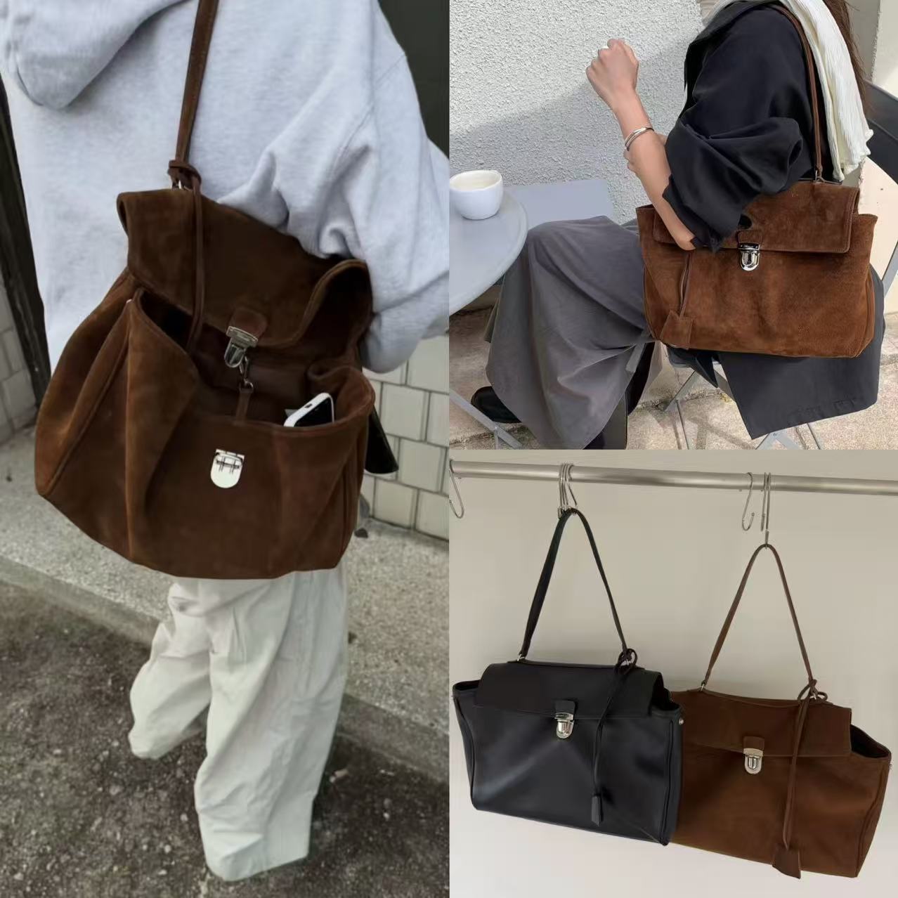 高級ブランド本革女性ショルダーバッグカジュアル牛革スエード女 - Luxury Bags With Silver Hardware のレビューと価格