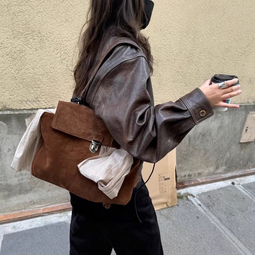高級ブランド本革女性ショルダーバッグカジュアル牛革スエード女 - Luxury Bags With Silver Hardware のレビューと価格