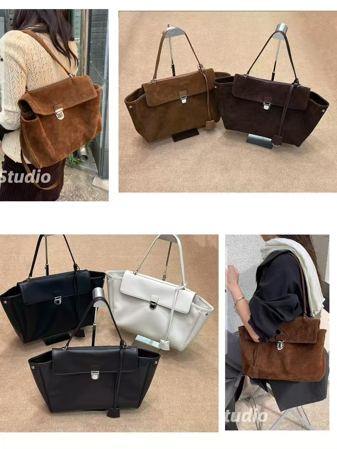 高級ブランド本革女性ショルダーバッグカジュアル牛革スエード女 - Luxury Bags With Silver Hardware のレビューと価格