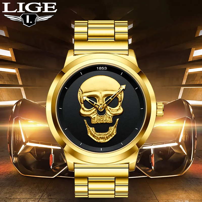 Lige-男性用クォーツ腕時計,スケルトン,クリエイティブ, - Luxury Bags Brands List のレビューと価格